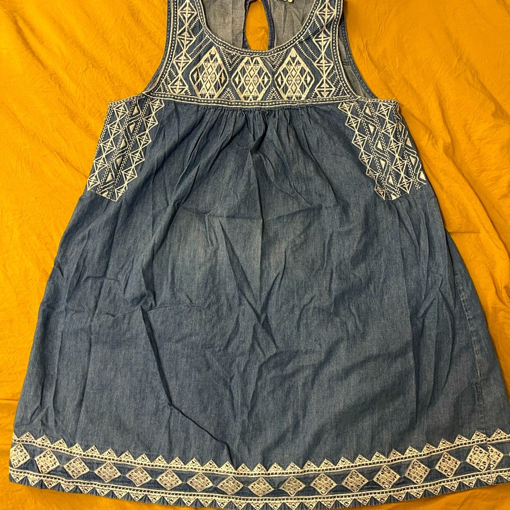 Blu Pepper chambray embroidered mini dress